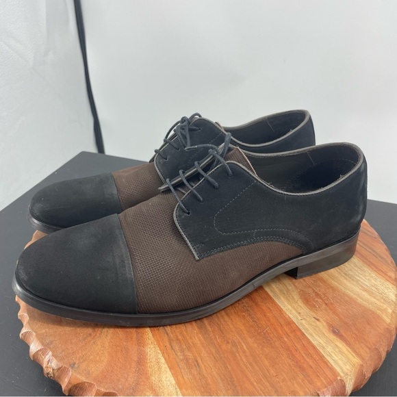 Marc Joseph Mens Dowing St Black Nubuck/Brown Oxford Dress Shoe Size 10 Medium main image 4
